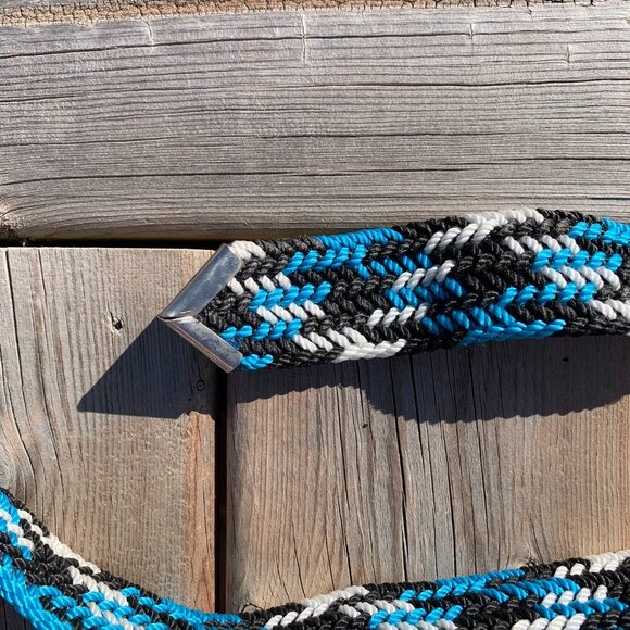 Vintage Montana Silversmiths Silver Engraved Gold Initial Buckle Braided Belt - Picture 9 of 13